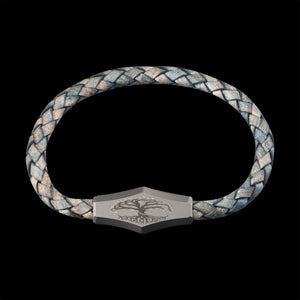 Lederarmband geflochten mit Titan-Anhänger Yggdrasil / Vegvisir