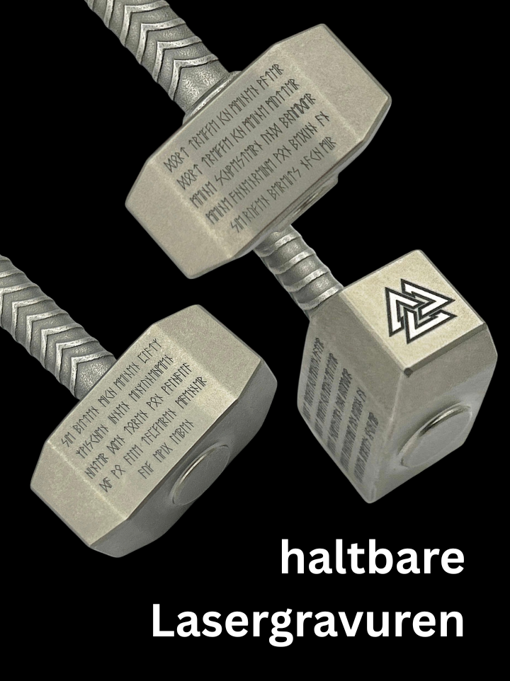 Amulet Thor hammer Mjölnir with runic prayer