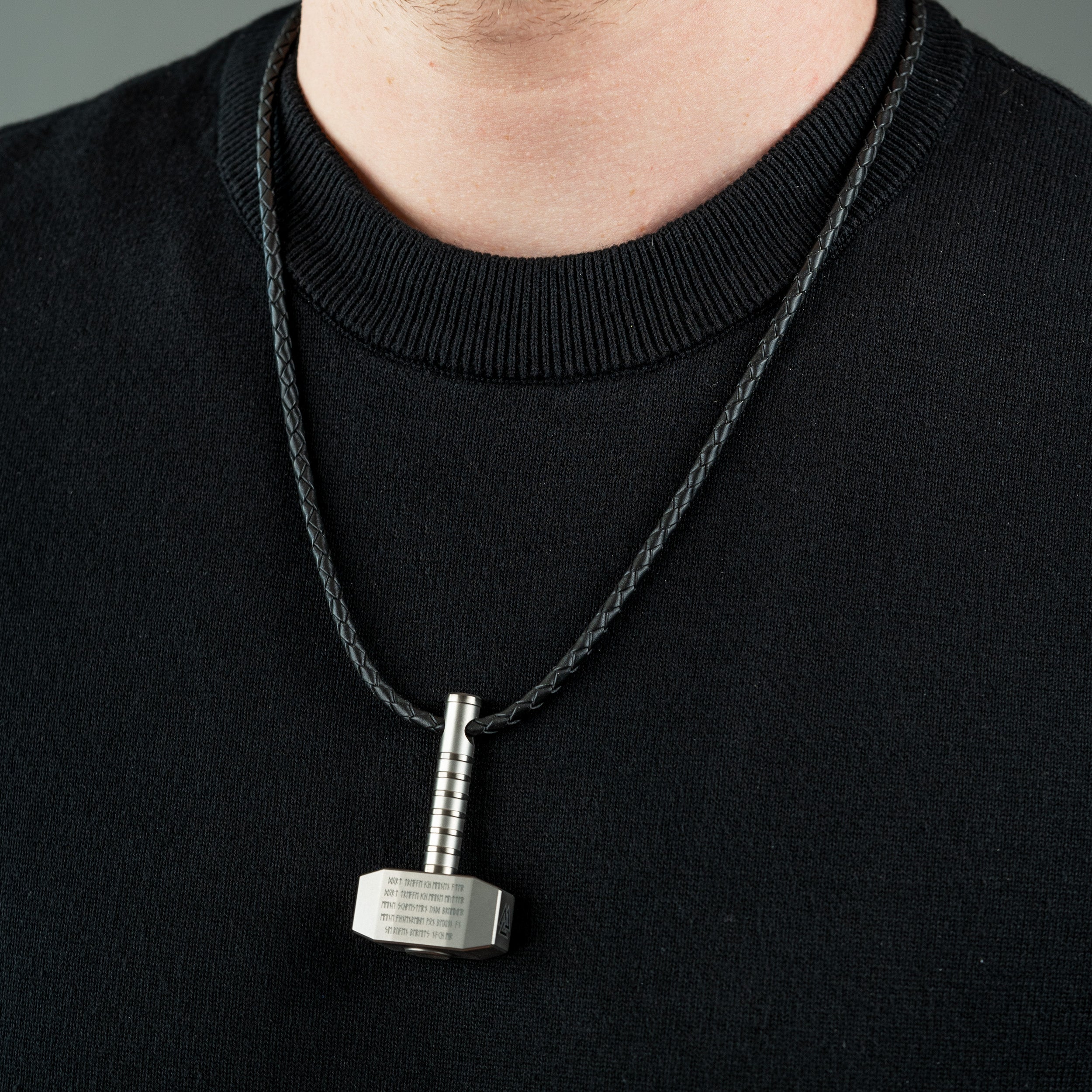 Amulet Thor hammer Mjölnir with runic prayer